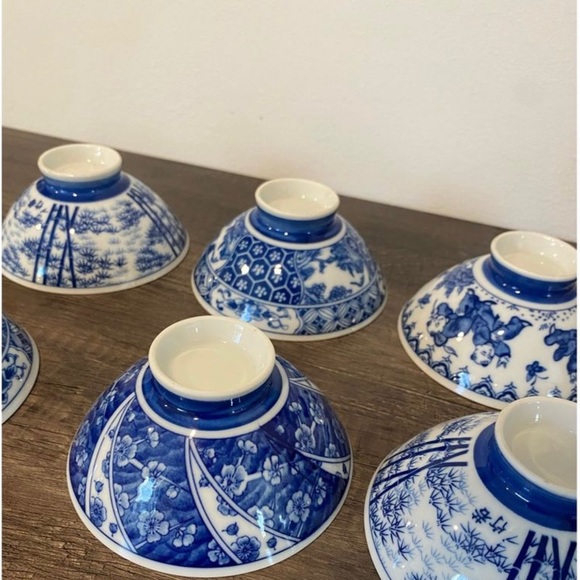 Blue & White Japanese Rice Cups - Picture 3 of 10